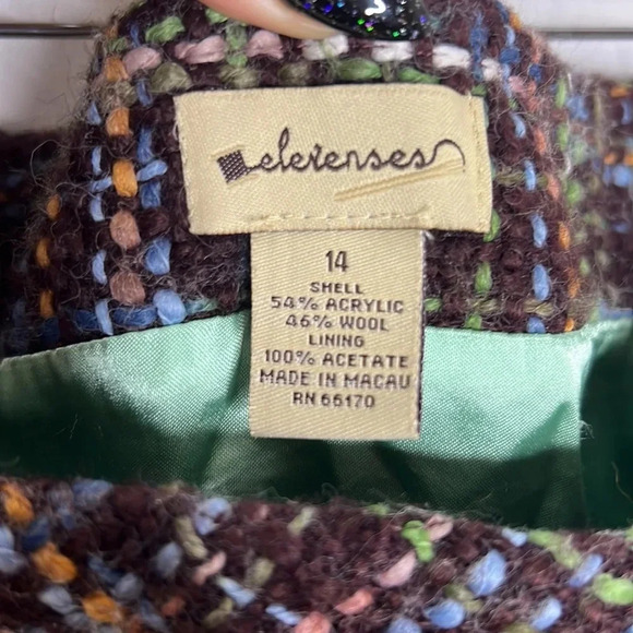 Anthropologie Elevenses Wool Blend Tweed Skirt Ribbon Trim Cottagecore Fall - Picture 11 of 12